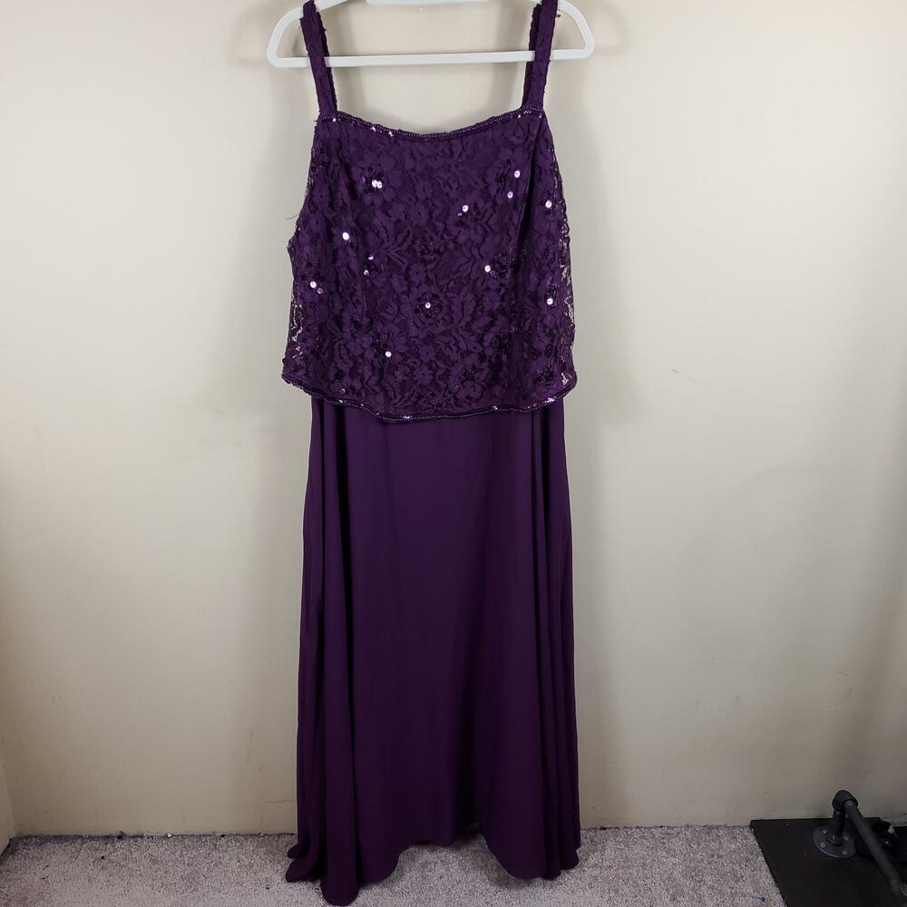 Roaman's Dark Berry Lace Sequin Maxi Dress Size 26W